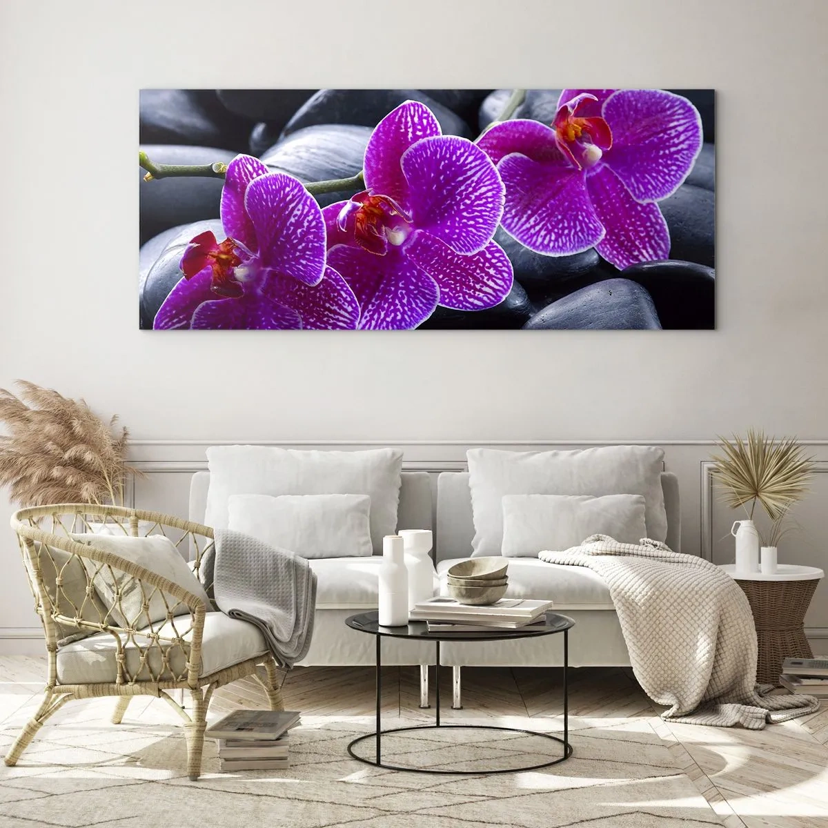 Tablou pe sticlă - Pietrele s-au luminat de încântare - 160x50 cm