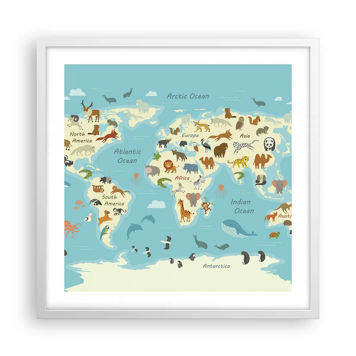 Poster în ramă albă - Vecini buni - 50x50 cm