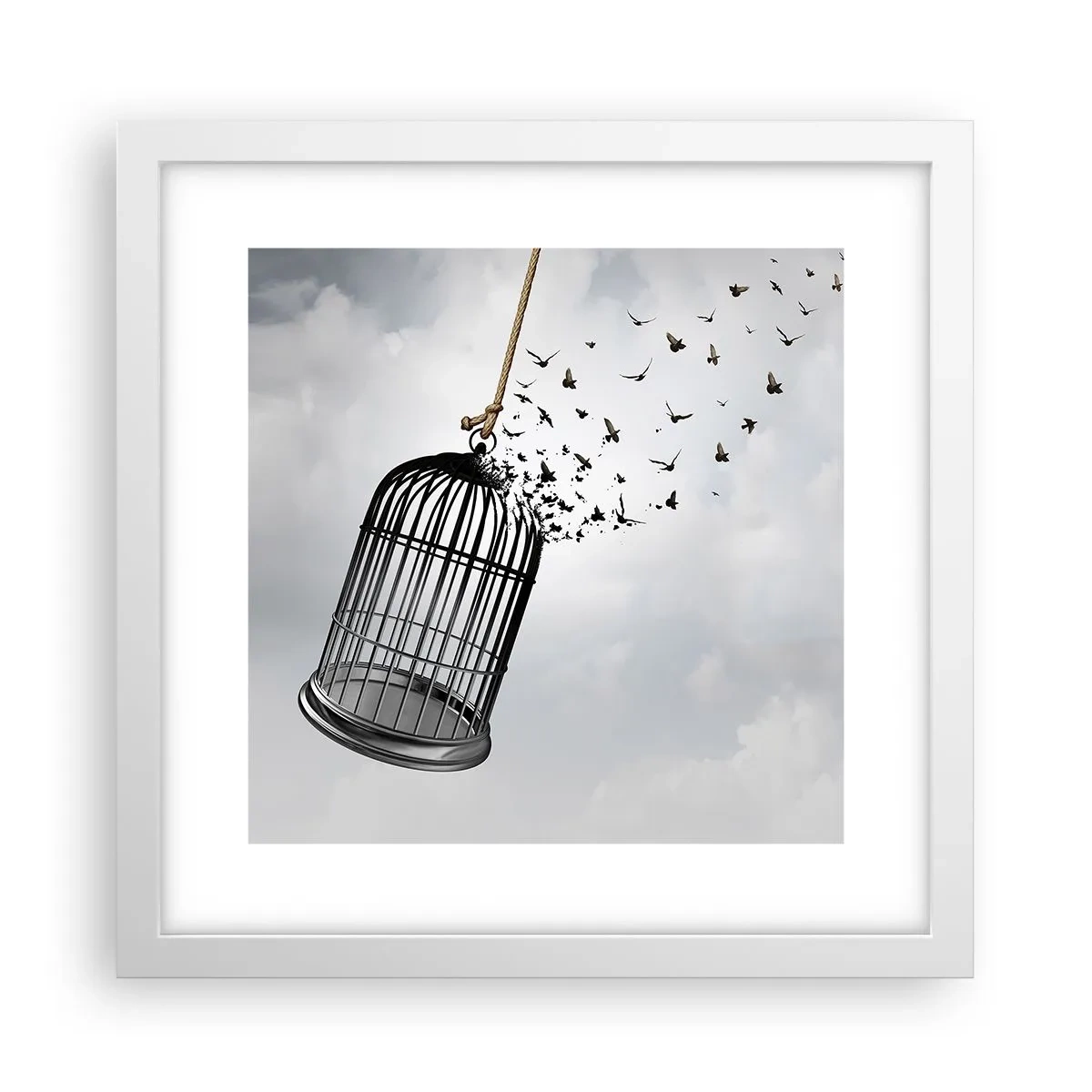 Poster în ramă albă - Credință...Speranță...Libertate! - 30x30 cm