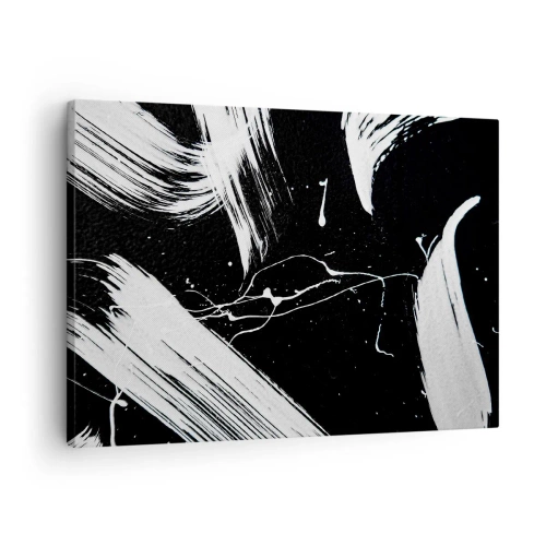 Tablou pe pânză Canvas - Linii albe abstracte pe fundal negru - 70x50cm - Abisul întunericului - Decorațiune modernă pentru perete pentru living și dormitor ARTTOR