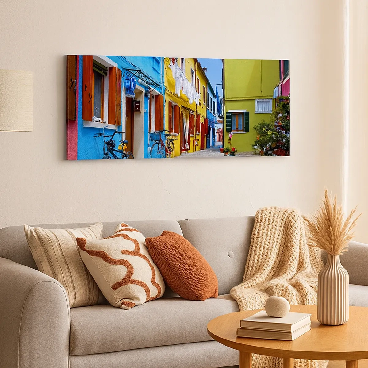 Tablou pe pânză - La capătul străzii pastelate și dulci - 30x30 cm