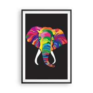Poster în ramă neagră - Elefantul căruia îi plăcea să se scalde în curcubeu - 61x91 cm
