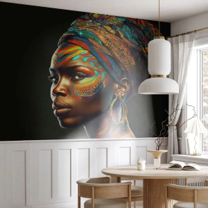 Fototapetă personalizată Premium Sand - Regina africană - Turban, Triburi, afro-american