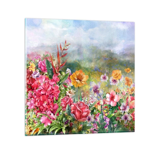 Tablou pe sticlă - O grădină înnebunită - 30x30 cm