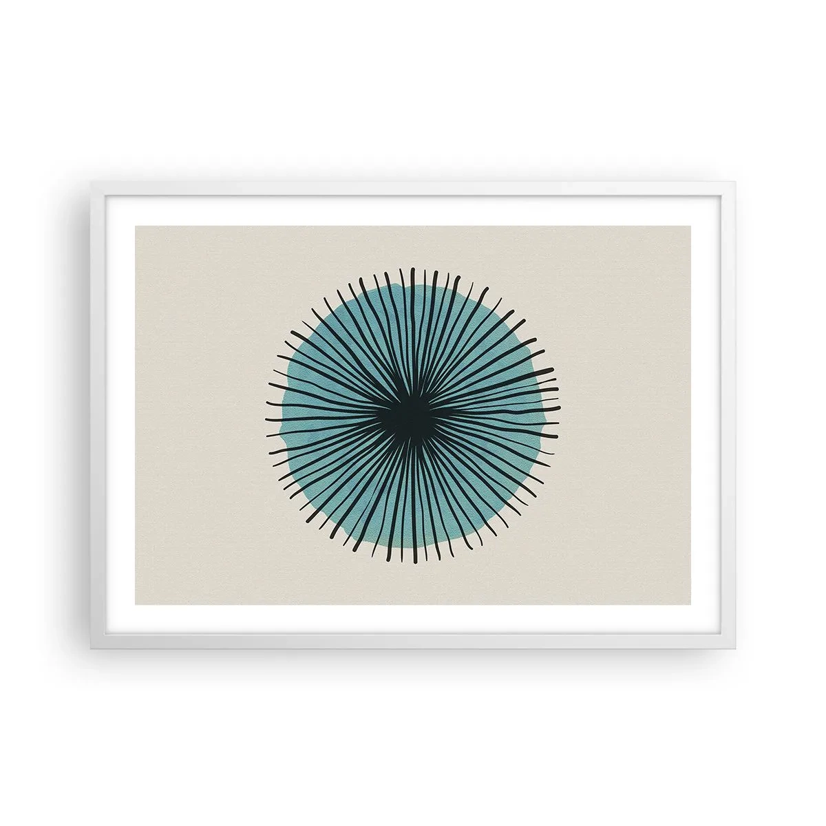 Poster în ramă albă - Radiant pe albastru - 70x50 cm