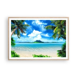 Poster în ramă de stejar deschis - Azur de la tropice - 100x70 cm