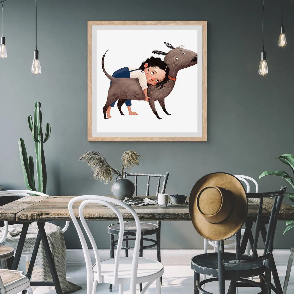 Poster în ramă de stejar deschis - Cei mai buni prieteni - 40x40 cm