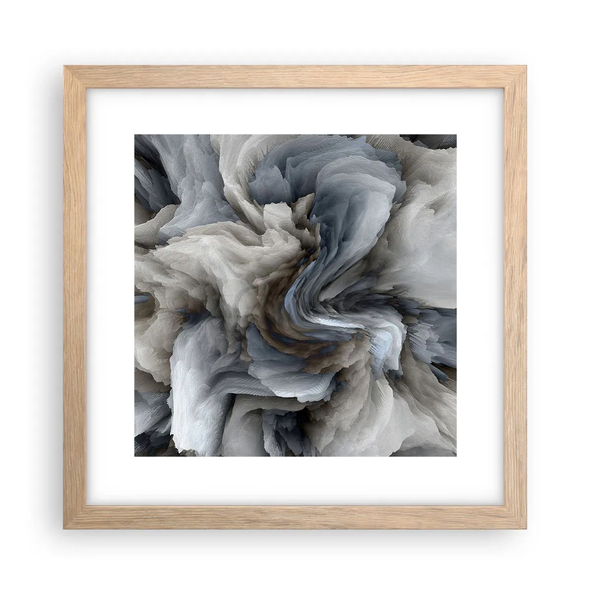 Poster în ramă de stejar deschis - Piatră și floare - 30x30 cm