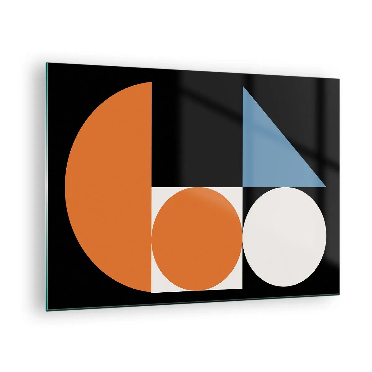 Tablou pe sticlă - Figuri geometrice într-un aranjament abstract - 70x50cm - Sistem de figuri - Decorațiune modernă pentru perete pentru living și dormitor ARTTOR