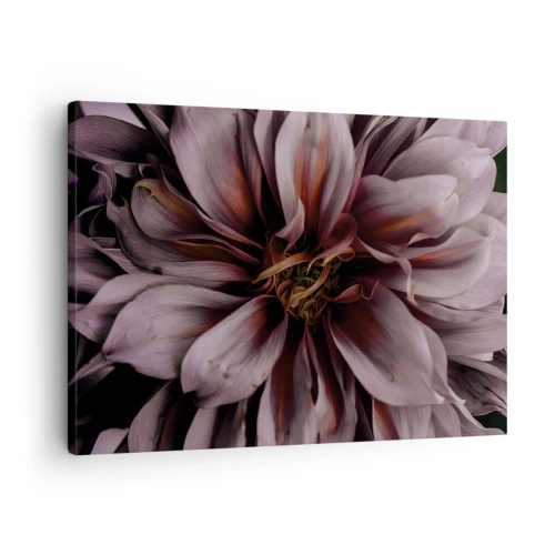 Tablou pe pânză Canvas - Detaliu în prim-plan al unei flori mari în culori subtile - 70x50cm - Inimă florală - Decorațiune modernă pentru perete pentru living și dormitor ARTTOR
