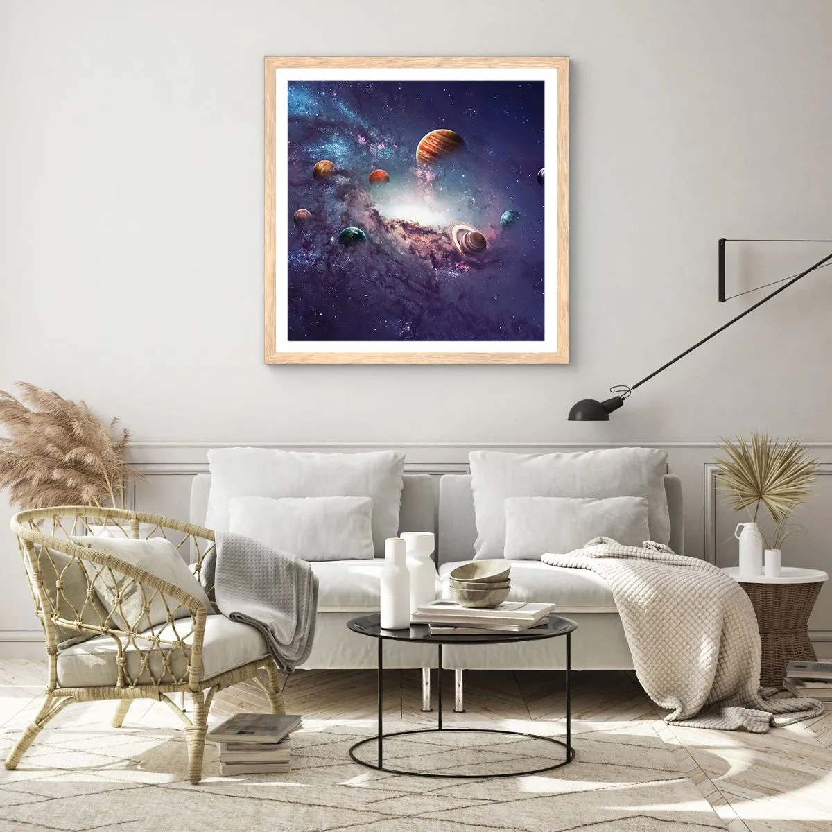 Poster în ramă de stejar deschis - Sistemul de dans solar - 40x40 cm