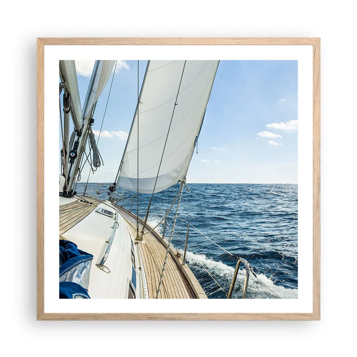 Poster în ramă de stejar deschis - Ahoy aventura - 60x60 cm