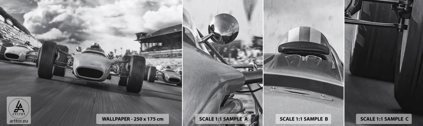 Mostră tapet autocolant Deluxe Sticker - Cai putere! - Formula 1, Vehicul, Rasă - 100x30 cm