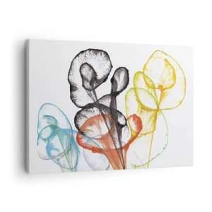 Tablou pe pânză Canvas - Flori transparente colorate pe fundal alb - 70x50cm - Flori cu suflete - Decorațiune modernă pentru perete pentru living și dormitor ARTTOR