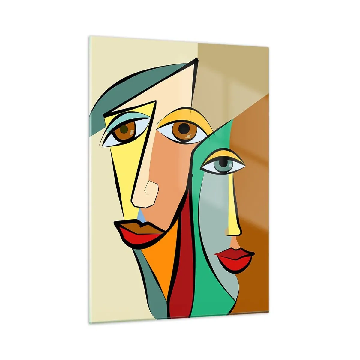 Tablou pe sticlă - Cuplu cubist - 50x70 cm