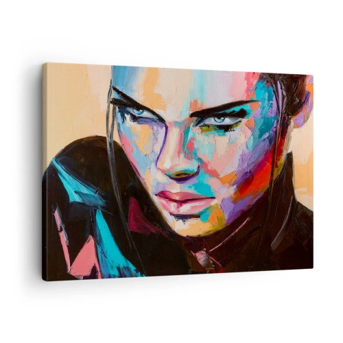 Tablou pe pânză Canvas - Portretul unei femei în culori abstracte vii - 70x50cm - Sălbăticia inimii - Decorațiune modernă pentru perete pentru living și dormitor ARTTOR