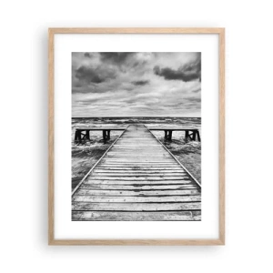 Poster în ramă de stejar deschis - Aștept ca vântul să fugărească... - 40x50 cm