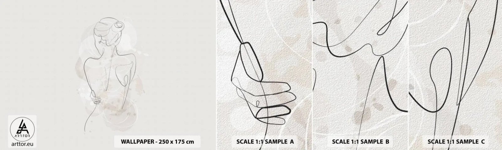 Mostră de Tapet Standard Eco - Ca un instrument sensibil - Femeie, Corp, Grafică - 100x30 cm
