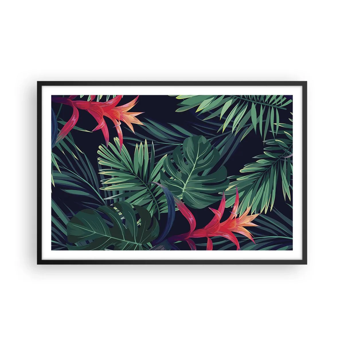 Poster în ramă neagră - Flacăra verde - 91x61 cm
