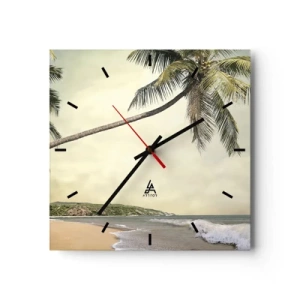 Ceas de perete - Ceas pe sticlă - Vis tropical - 30x30 cm