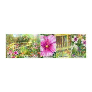 Mostră tapet Premium Canvas - Podul suspinelor de primăvară - Peisaj, Flori, Grădină - 100x30 cm