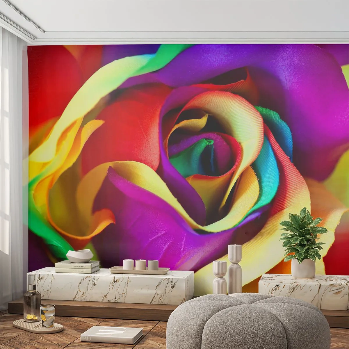 Tapet Autoadeziv Deluxe Sticker - Acest lucru este imposibil - Abstracția, Floare, Trandafir colorat - 250x175 cm