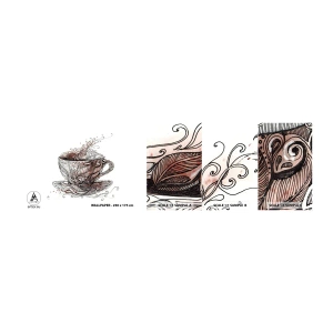 Mostră tapet autocolant Deluxe Sticker - Ceaiul este bun pentru orice - Abstracția, ceașcă, Espresso - 100x30 cm