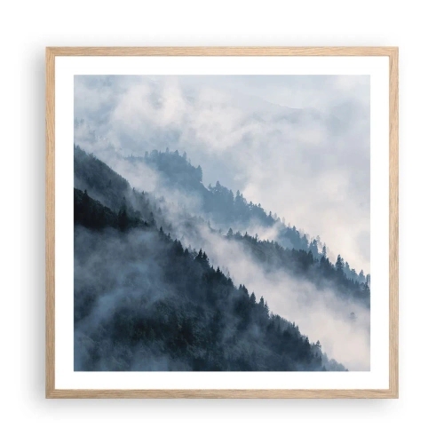Poster în ramă de stejar deschis - Misticul munților - 60x60 cm