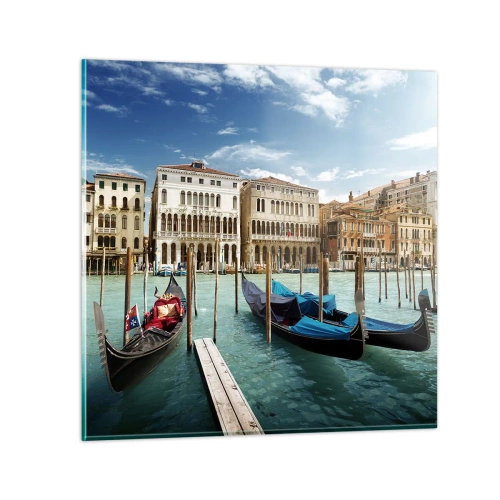 Tablou pe sticlă - Palate în albastru - 40x40 cm