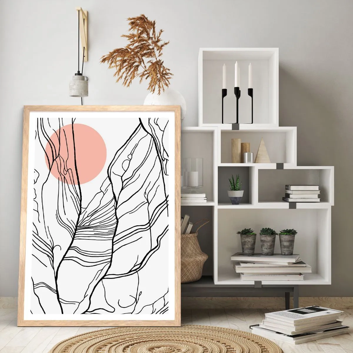 Poster în ramă de stejar deschis - Într-o rețea de crengi - 30x40 cm