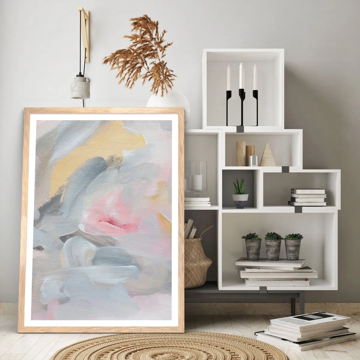 Poster în ramă de stejar deschis - Într-o lume de pastel - 61x91 cm