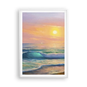 Poster în ramă albă - Cântecul turcoaz al valurilor - 70x100 cm