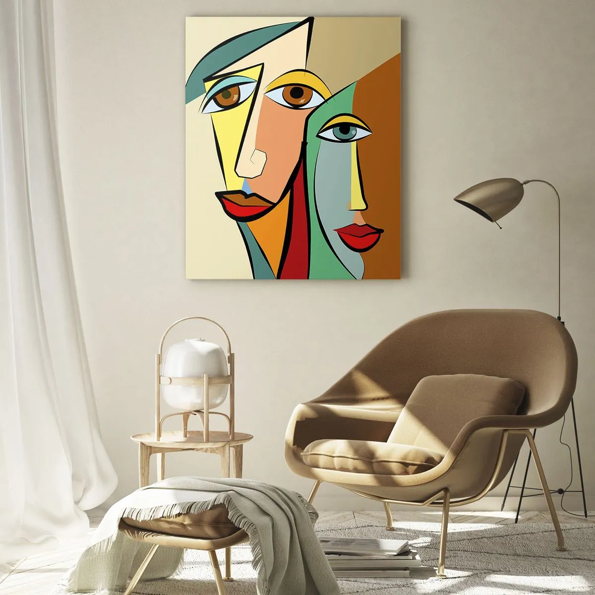 Tablou pe sticlă - Cuplu cubist - 50x70 cm