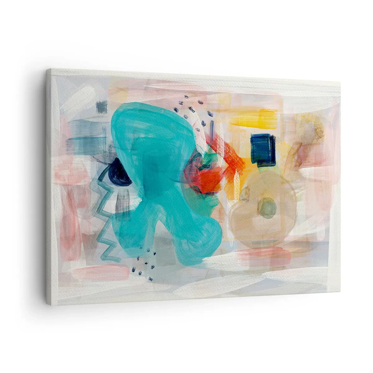 Tablou pe pânză Canvas - Formele și culorile abstracte creează o compoziție dinamică - 70x50cm - Joc plin de culoare - Decorațiune modernă pentru perete pentru living și dormitor ARTTOR