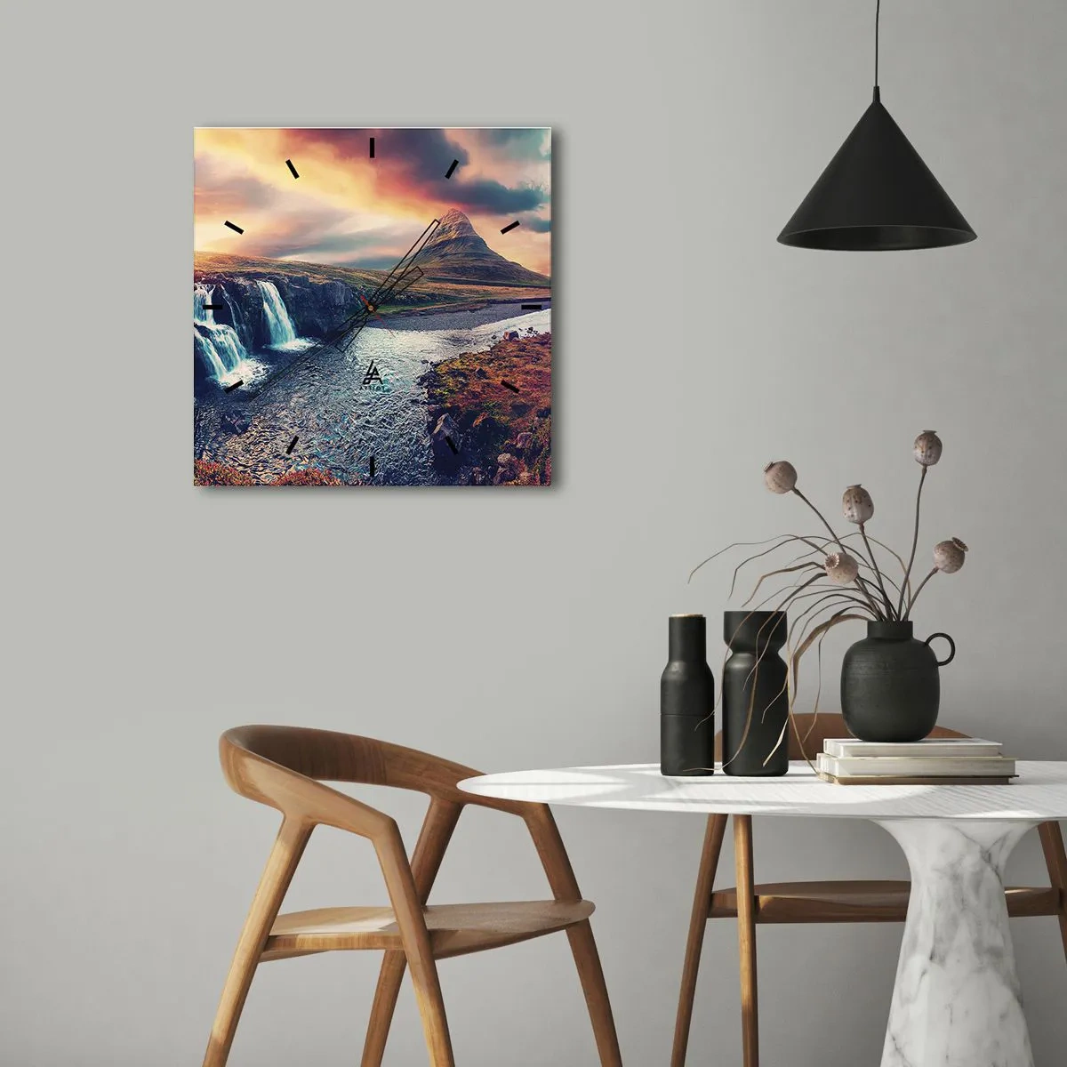 Ceas de perete - Ceas pe sticlă - În măreția naturii - 30x30 cm