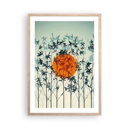 Poster în ramă de stejar deschis - Soarele japonez - 50x70 cm