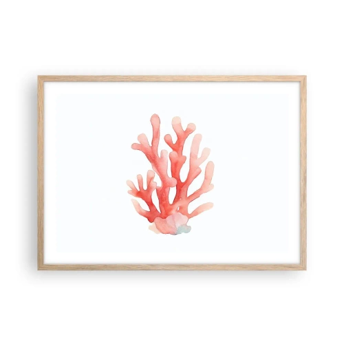 Poster în ramă de stejar deschis - Culoare de coral - 70x50 cm