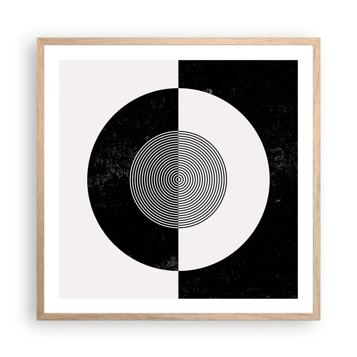 Poster în ramă de stejar deschis - Armonie în alb și negru - 60x60 cm