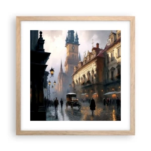Poster în ramă de stejar deschis - Magia unei seri la Praga - 40x40 cm