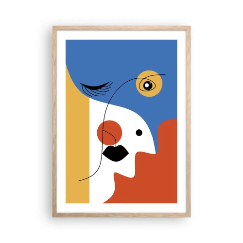 Poster în ramă de stejar deschis - Portret deconstruit - 50x70 cm