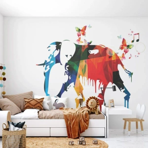Tapet Autoadeziv Deluxe Sticker - Toată lumea poate dansa - Abstracția, Elefant, Fluture - 250x175 cm