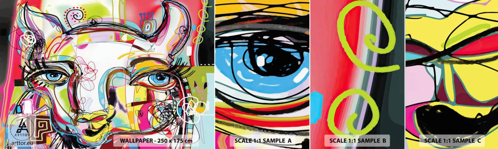 Mostră tapet autocolant Deluxe Sticker - Bogăția naturii feline - Abstracția, Bucată, Grafică - 100x30 cm