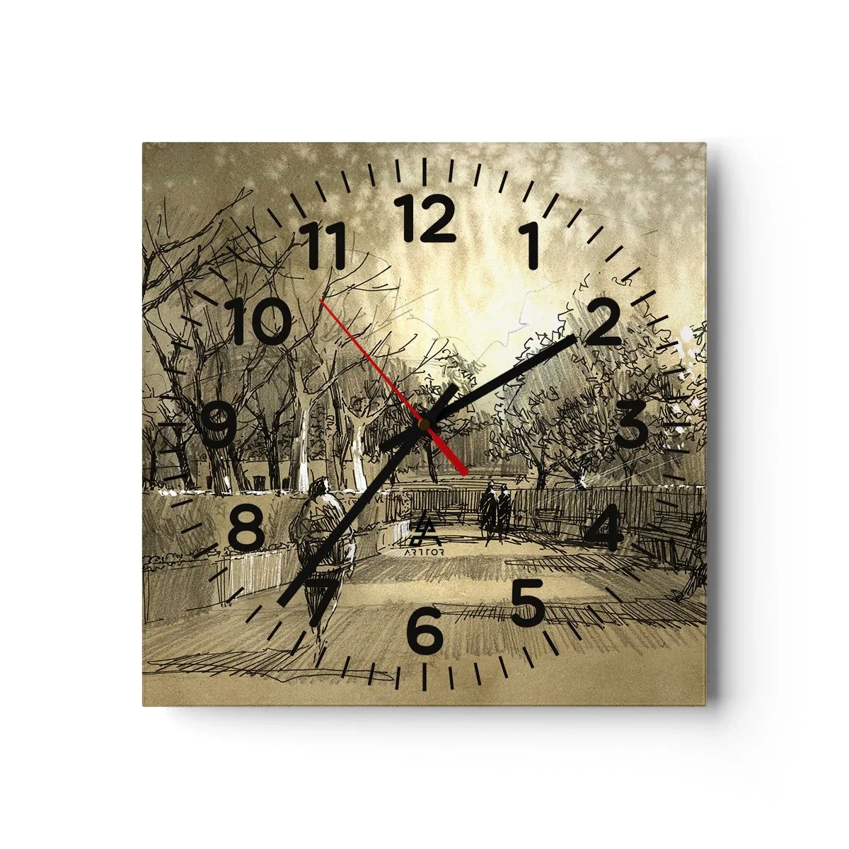 Ceas de perete - Ceas pe sticlă - Un moment reținut cu pene - 40x40 cm