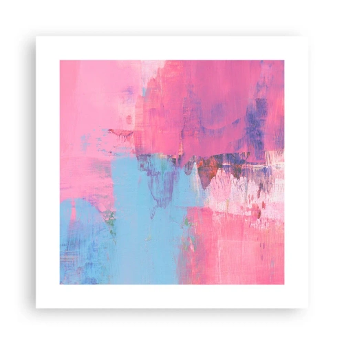 Poster - Roz, albastru și un strop de lumină - 40x40 cm