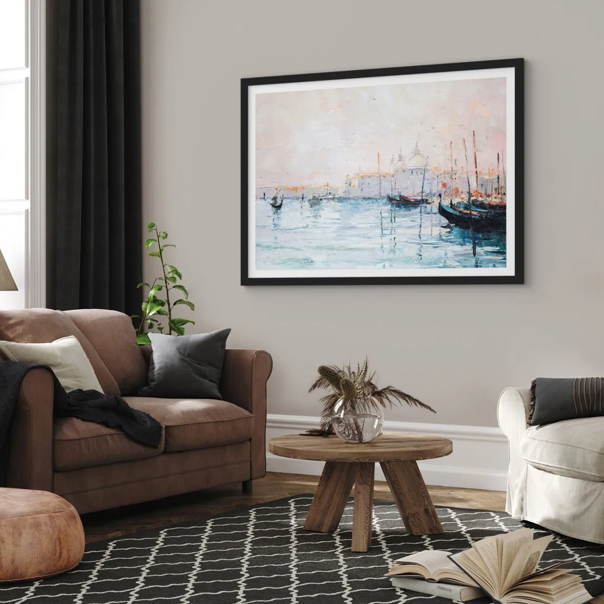 Poster în ramă neagră - În spatele apei, în spatele ceții - 50x40 cm