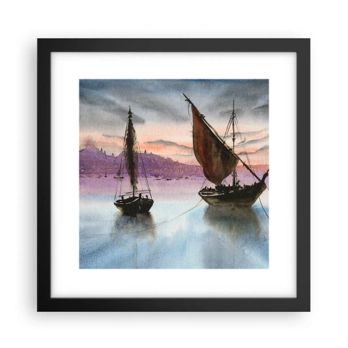 Poster în ramă neagră - O seară în port - 30x30 cm