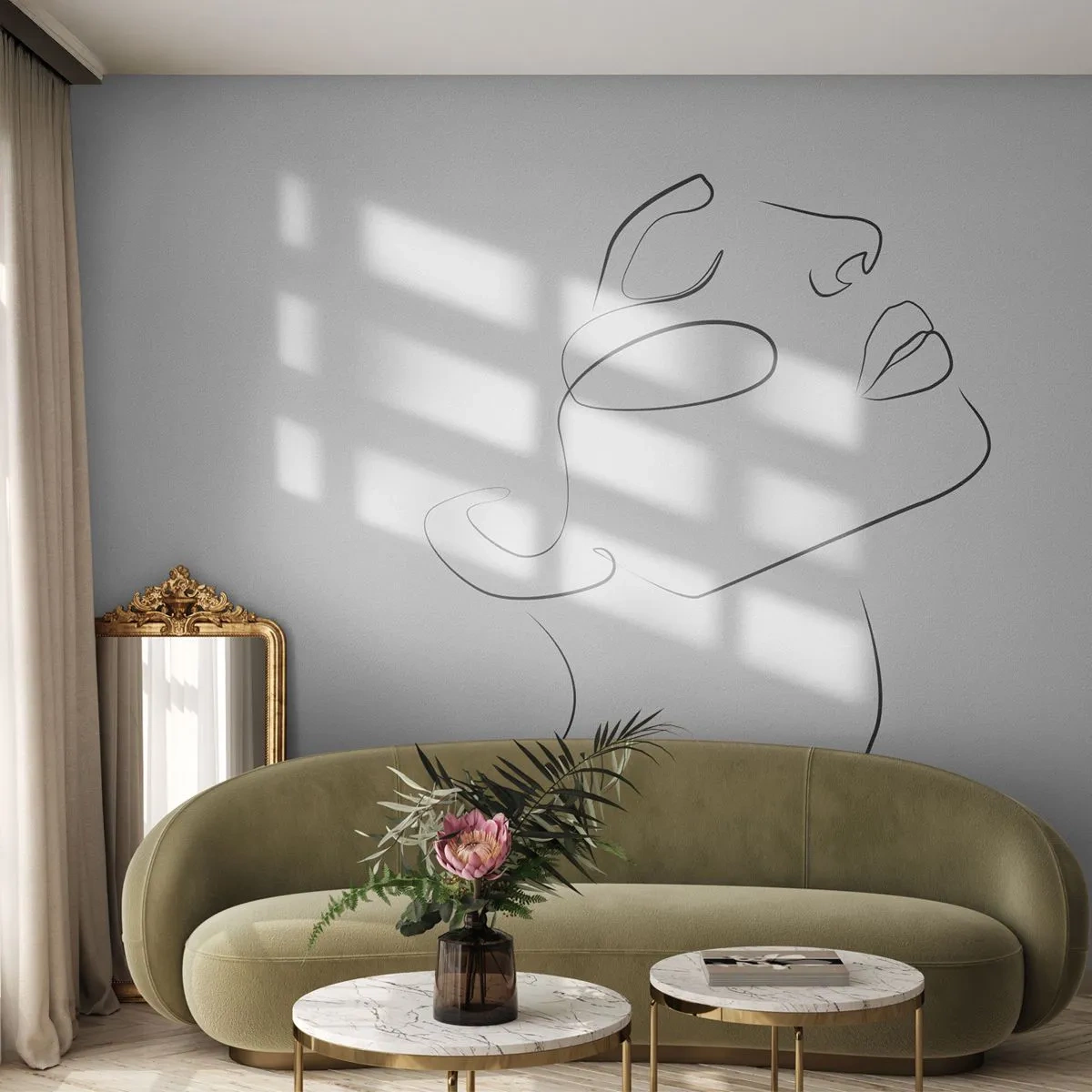 Tapet Premium Sand - Meandrele unui vis - Chipul de femeie, Portretul unei femei, Grafică - 100x70 cm