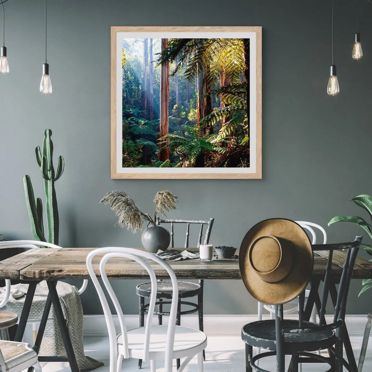 Poster în ramă de stejar deschis - O poveste din pădure - 60x60 cm