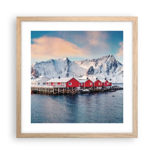 Poster în ramă de stejar deschis - Retragerea nordică - 40x40 cm