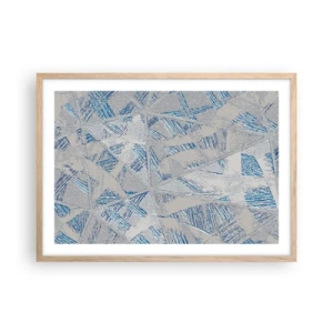 Poster în ramă de stejar deschis - Într-un labirint de gri-albastru - 70x50 cm